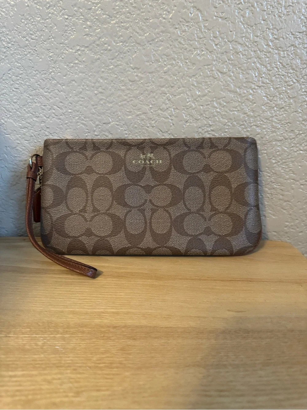 Coach Signature Coated Canvas Wristlet Clutch